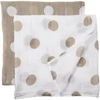 Lulujo Lange mousseline pakket van 2 - taupe stippen - Wit - Unisex