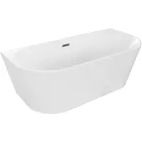 Mexen Oval vrijstaande inbouwbadkuip 180 x 80 , wit, overloop gun gray geborsteld - 52671808000-66