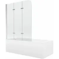 Mexen Cubik rechthoekig bad 150 x 70 met ombouw en 3-delig scherm 120 , transparant, chroom - 550315070X9012030100