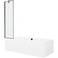 Mexen Cube rechthoekig bad 170 x 80 met omhulsel en 1-delige scherm 50 , zwart patroon - 550517080X9505007070