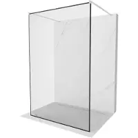 Mexen Kioto vrijstaande douchescherm 110 x 200 , zwart frame 8 mm, geborsteld nikkel - 800-110-002-97-70