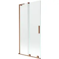 Mexen Velar L badwand scherm 2-delig schuifbaar 90 x 150 , transparant, geborsteld koper - 896-090-003-01-65