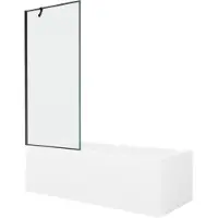 Mexen Cubik rechthoekig bad 150 x 70 met ombouw en 1-vleugelig scherm 80 , zwart patroon - 550315070X9508007070