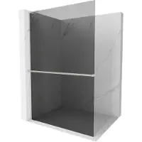 Mexen Kioto+ L douchewand met plank Walk-in 90 x 200 , grafiet, geborsteld nikkel - 800-090-123-97-40