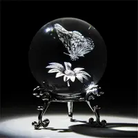 Torribaly 3D lasergegraveerde sterrenkristal decoratieve balfiguur, 60 mm glazen bol, presse-papier met standaard, kunstdecoratie, ambachten A