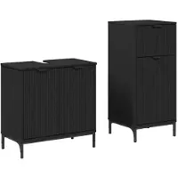 vidaXL Badkamermeubel Set 2 st Zwart 39,5 x 36 x 88 cm