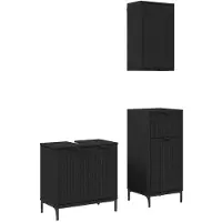 vidaXL Badkamermeubel Set 3 st Zwart 39,5 x 36 x 88 cm