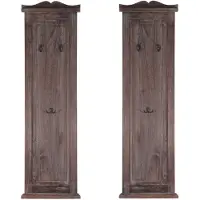 MCW Set van 2 kapstokken T33, wandkapstok kapstokpaneel, wandhaken hout 109x28x4cm ~ bruin shabby