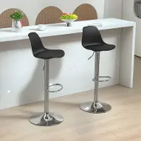 MODFU - Barkrukken Set Van 2 - Verstelbaar En Draaibaar - Modern - Metalen Onderstel - Zwart - 42 x 38 x 82-104 cm
