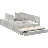 vidaXL Opbergbedframe met lade Beton Grijs 120 cm Bewerkt hout