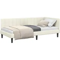 vidaXL Hoek Bed Frame met hoofdeinde Crème 100 cm x 200 cm Fluweel