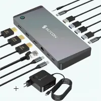 Siltcon 14 in 1 - Docking Station Laptop – 100W Adapter