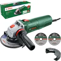 Bosch UniversalGrind 850-125 - Haakse Slijper - Inclusief Vibration Control Handgreep - Beschermkap - Clip-on Beschermkap - Slijpschijf - 2x doorslijpschijf