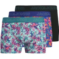 Jack & Jones Boxershorts 'JACEXOTIC LEAVES' blauw / mintgroen / lichtroze / zwart