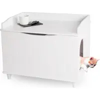 WONDERMAKE® Kattenkast voor kattentoilet groot van hout, kattenbak ladekast XL, design kattenhuis toilet toilet wastafel onderkast voor badkamer, 73,5 x 51,5 x 57 cm, wit
