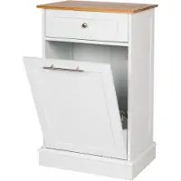 WONDERMAKE® Hoge linnenkast of prullenbakkast van hout/bamboe, wasverzamelaar hoge kast voor badkamer of keuken uitklapbaar met lade, 51 x 37 x 82 cm, wit