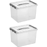 Sunware Q-line opbergbox 22L - Set van 2 - Transparant/grijs
