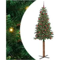 vidaXL Slanke Kerstboom Groen 180 cm PVC en massief dennenhout