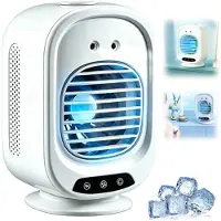 VHV - Luchtkoeler - Mini airco - Mobiele luchtkoeler - Tafelventilator - Met timer - 3 snelheden - Voor bureau en slaapkamer - Wit