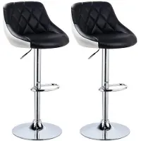 OEM Ergonomische barkrukken van kunstleer - Set van 2 - Geschikt voor de keuken - Zwart - Hoogte verstelbaar - Zit hoogte 60-82 cm