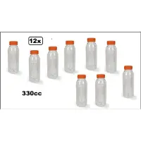 TakeAware 12x Flesje helder 330cc met vaste oranje dop