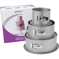 Patisse -Springvorm 3 Delige set Stapeltaart - Silver top