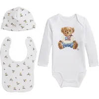 Ralph Lauren Geschenkbox - Babylätzchen/Mütze/Body l/ä - We - - 50 - Body L/Ä