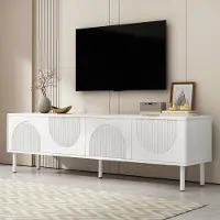 STILVORA Tv-Meubel - Modern Lowboard Met 3D-Deuren En Kabeldoorvoer - Voor Woonkamer Of Slaapkamer - MDF En Spaanplaat - 180x40x52 Cm