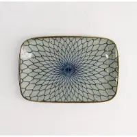 Tokyo Design Studio - Mashiko Plate Rect. - Rechthoekig Bord - Mesh Blue - 16,3 x 10,2 cm