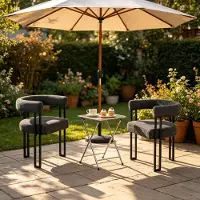 MODFU - Eetkamerstoelen - Met Armleuningen En Doorlopende Rugleuning - Modern - Voor Eetkamer Of Woonkamer - Chenille - Donkergrijs