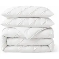 Decoware Dekbed Zonder Overtrek 240x200 cm - Wit - Met Bijpassende Kussenslopen - Pintuck Design - Hoesloos Dekbed - Wasbaar - 300 gsm