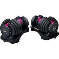 PH Fitness Verstelbare Dumbells Set 24KG Donker Roze- 2 STUKS - Smart Dumbbells - Gewichtenset voor Home Gym - Adjustable Dumbbells van 2,5 kg tot 24kg - Complete Halterset van 15 Dumbbells in een!