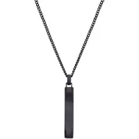 Lucardi Heren Stainless steel herenketting met hanger staaf - Ketting - Staal - Zwart - 50 cm