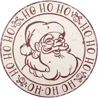 Clayre & Eef Tekstbord Ø 40x1 cm Wit Metaal Kerstman