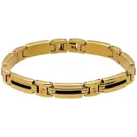Lucardi - Heren Stainless steel goldplated herenschakelarmband - Armband - Staal - Goudkleurig - 21 cm