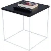 FutuStal Koffietafel, vierkant, van metaal, 40x40x43 cm, wit + tafelblad MiniPearl