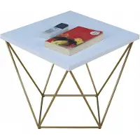 FutuStal Draadklem koffietafel, vierkant, loft-stijl, glamour, goudkleurig + mat wit
