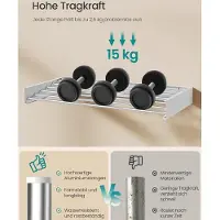 Songmics Wasrek wandmontage, wasdroger inklapbaar 6 stangen, wandwasdroger uittrekbaar, wanddroger, ruimtebesparend, boorsjabloon, voor binnen en buiten, 100 cm, mat wit LLR810WE01
