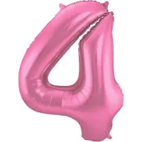 Folat - Folieballon Cijfer 4 Roze Metallic Mat - 86 cm