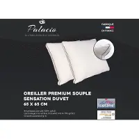 Vente-unique Set van 2 kussengevoelige hoofdkussen in perkaal katoen - 91 draden/cm² - 65 x 65 cm - 700 gr - Wit - AUXENCE