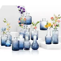 ACXIN Glas Vazen Set - Mini Bloem Vazen Voor Bruiloft & Decoratie - Blau-32 Stuks