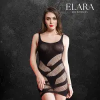 Elara Lisandra – Sexy Bodydress van Visnet & Kant – Verleidelijke Mini Jurk met Stretch - Erotisch Body / Bodystocking – One Size – Zwart