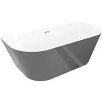 Mexen Oval Slim vrijstaande tegen de muur badkuip 170 x 80 , wit/grijs, chroom overflow - 52661708062-01