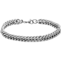 Lucardi - Heren Stainless steel herenarmband gourmetschakel - Armband - Staal - Zilverkleurig - 19 cm
