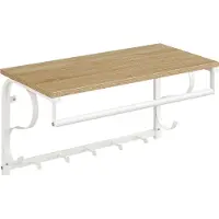 Leobert Wandplank met Kapstok - SONOMA - Stalen Frame, Praktisch en Functioneel, Kleur: Eiken Sonoma en Wit, 60 x 30 x 31,7 cm, Max. 10 kg