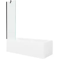 Mexen Cubik rechthoekig bad 150 x 70 met ombouw en 1-vleugelig scherm 50 , transparant, zwart - 550315070X9505000070