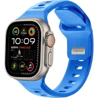 CubeNest Premium siliconen bandje - Geschikt voor Apple Watch 1, 2, 3, 4, 5, 6, 7, 8, 9, 10,11, SE, Ultra (2,3) - 42/44/45/46/49 mm - Blauw - One Size