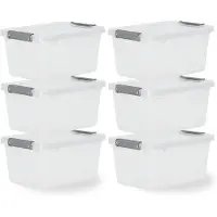Iris Storage Opbergbox met clips - 4.5L - Compact - Stapelbaar - Kunststof - Transparant/Grijs - Set van 6