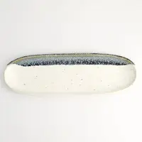 Tokyo Design Studio - Mino Craft Bord - Ovaal - Wit/Blauw - 34,5 x 10,8 x 2,5 cm