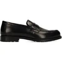 Manfield Zwarte chunky leren loafers | Maat 44